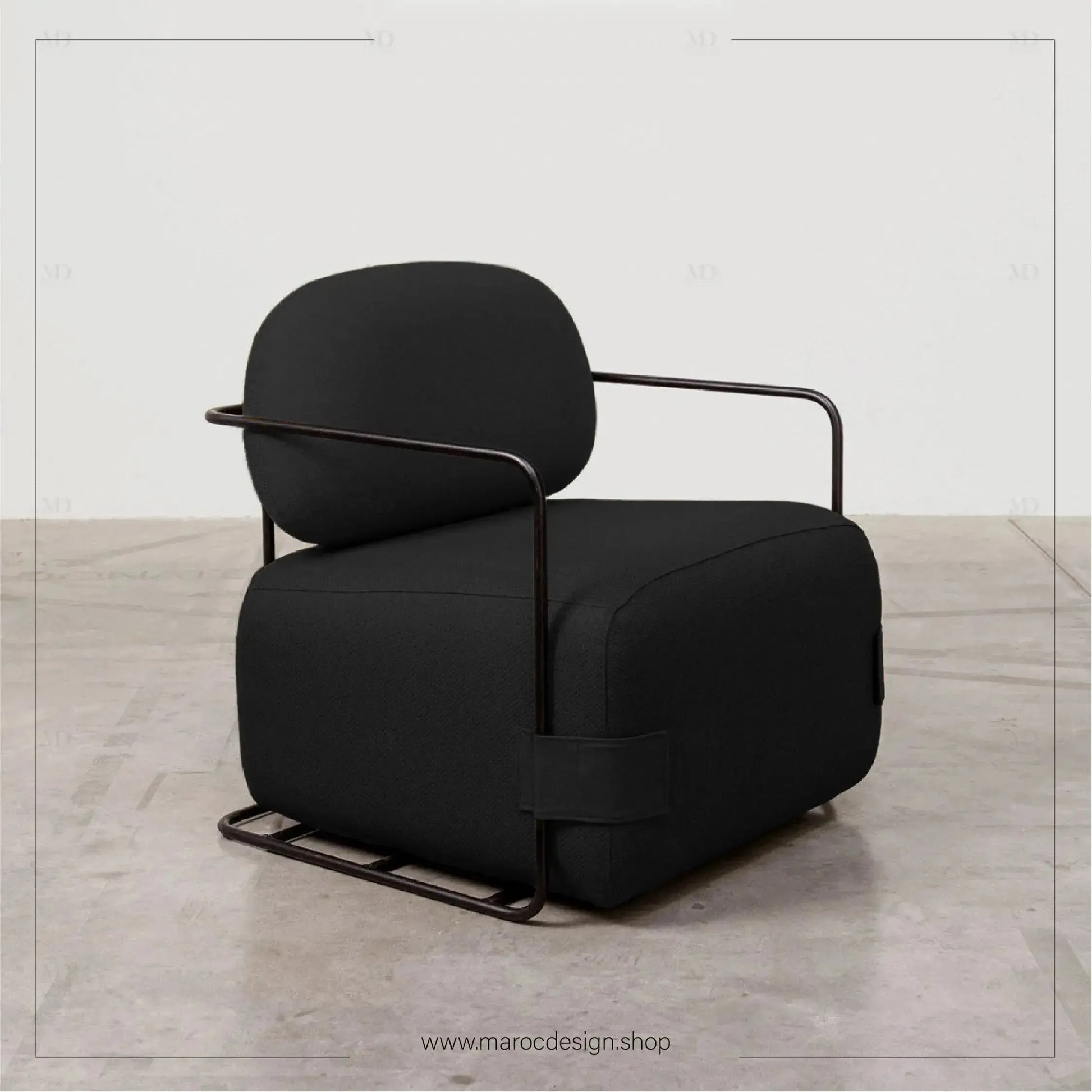 KANO Fauteuil Individuel Pour Maison et espace professionnel-Canapé, Fauteil, Chaise, Pouf, Meridienne, Modilable,-Maroc Design-Blanc-Velour-Maroc Design