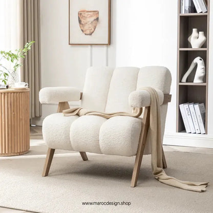 KIEVE, Chaise et Fauteuil Moderne en Blanc-Canapé, Fauteil, Chaise, Pouf, Meridienne, Modilable,-Maroc Design-Velours-Maroc Design