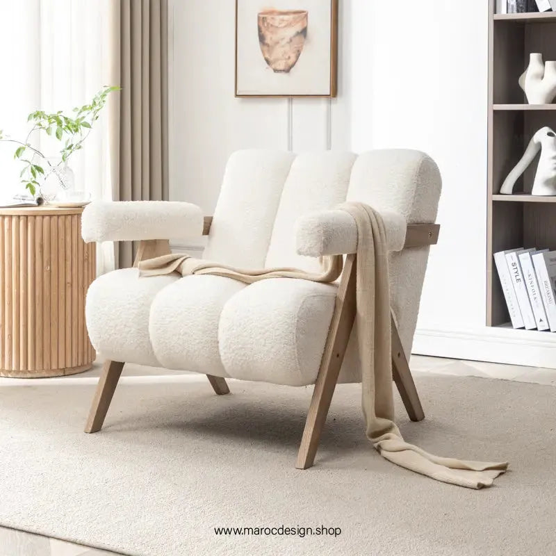 KIEVE, Chaise et Fauteuil Moderne en Blanc-Canapé, Fauteil, Chaise, Pouf, Meridienne, Modilable,-Maroc Design-Velours-Maroc Design