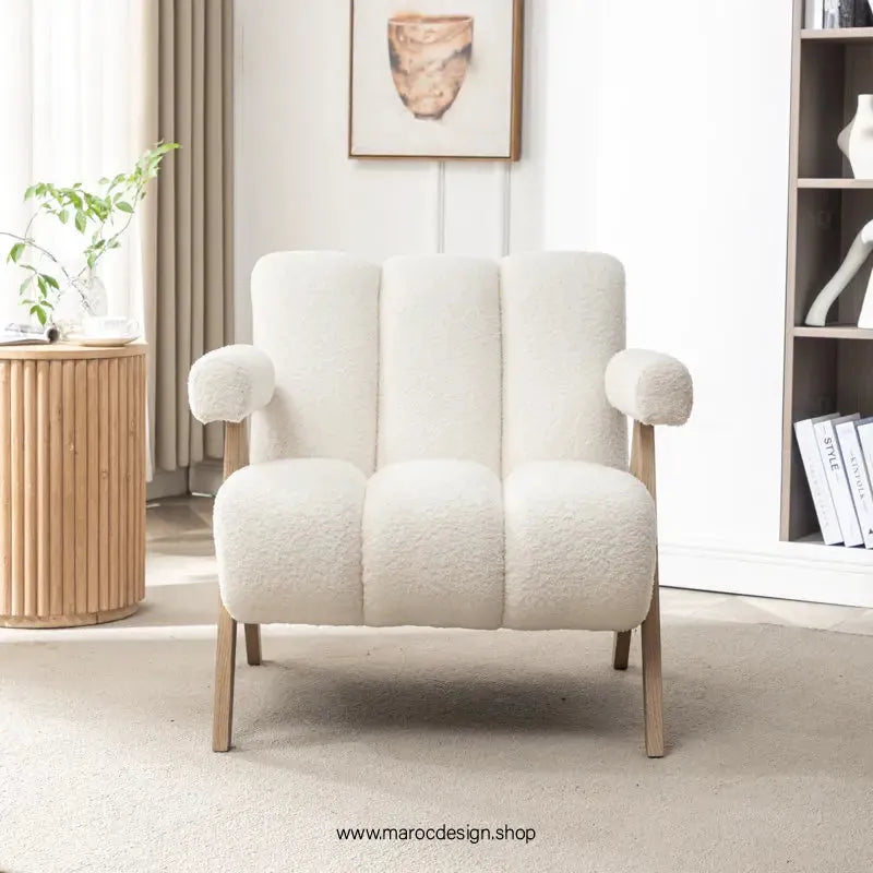 KIEVE, Chaise et Fauteuil Moderne en Blanc-Canapé, Fauteil, Chaise, Pouf, Meridienne, Modilable,-Maroc Design-Velours-Maroc Design