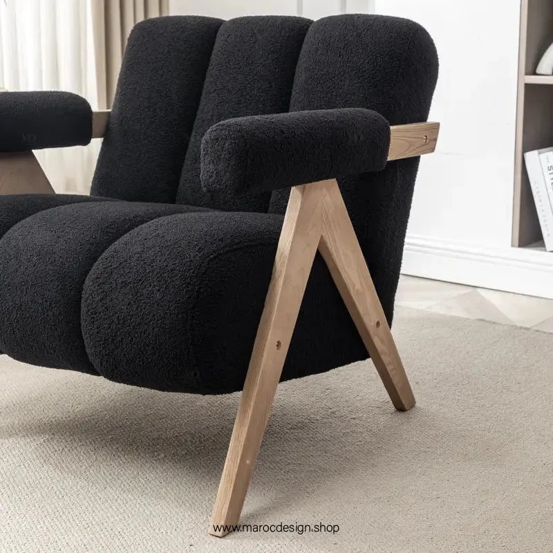 KIEVE, Chaise et Fauteuil Moderne en Noir-Canapé, Fauteil, Chaise, Pouf, Meridienne, Modilable,-Maroc Design-Velours-Maroc Design