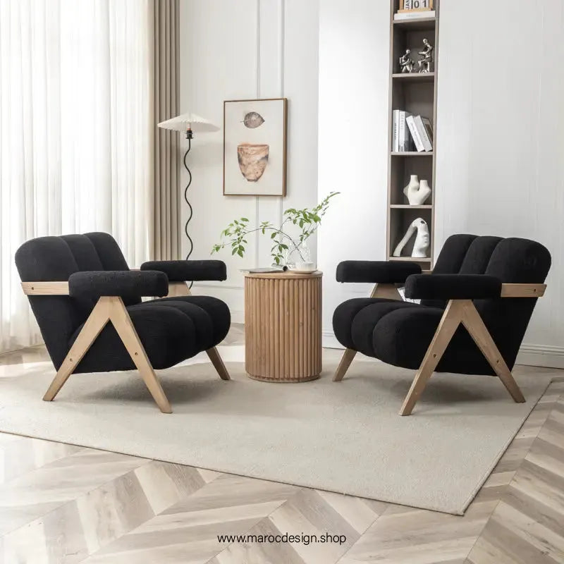 KIEVE, Chaise et Fauteuil Moderne en Noir-Canapé, Fauteil, Chaise, Pouf, Meridienne, Modilable,-Maroc Design-Velours-Maroc Design