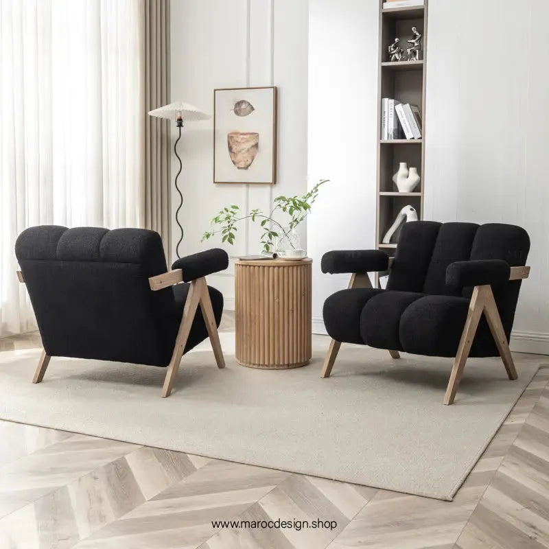 KIEVE, Chaise et Fauteuil Moderne en Noir-Canapé, Fauteil, Chaise, Pouf, Meridienne, Modilable,-Maroc Design-Velours-Maroc Design