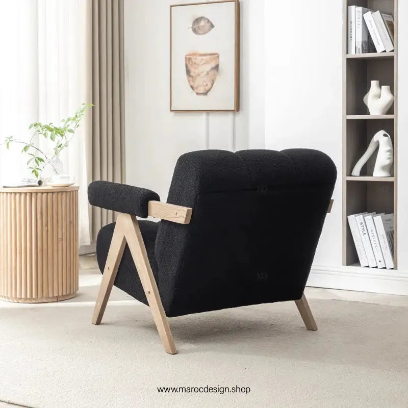 KIEVE, Chaise et Fauteuil Moderne en Noir-Canapé, Fauteil, Chaise, Pouf, Meridienne, Modilable,-Maroc Design-Velours-Maroc Design