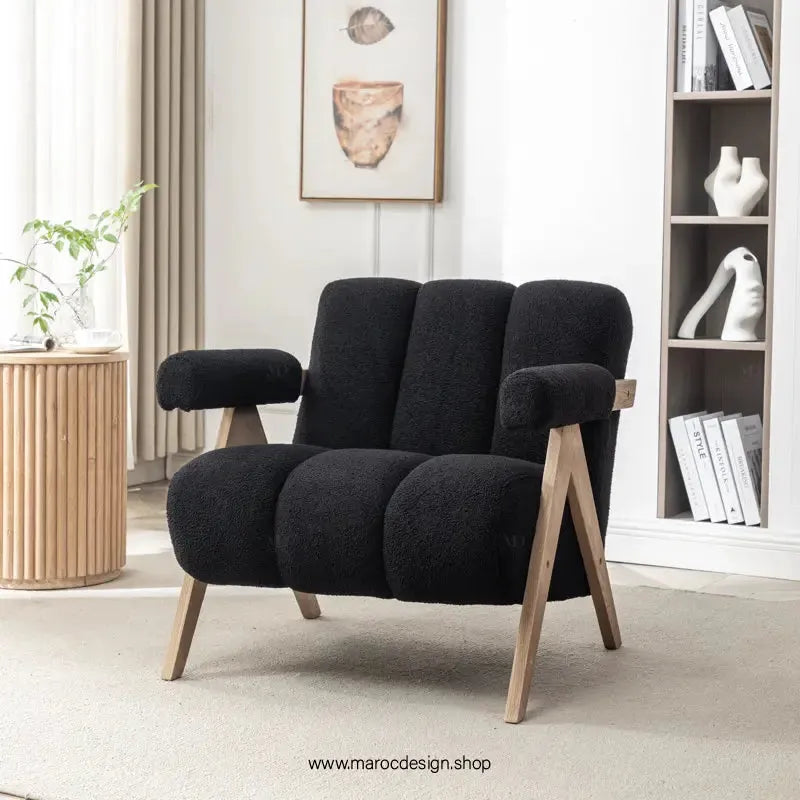 KIEVE, Chaise et Fauteuil Moderne en Noir-Canapé, Fauteil, Chaise, Pouf, Meridienne, Modilable,-Maroc Design-Velours-Maroc Design