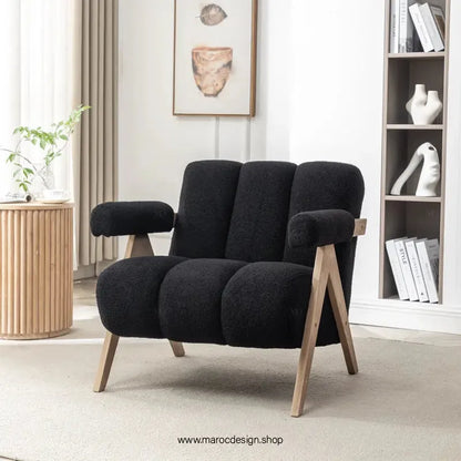 KIEVE, Chaise et Fauteuil Moderne en Noir-Canapé, Fauteil, Chaise, Pouf, Meridienne, Modilable,-Maroc Design-Velours-Maroc Design