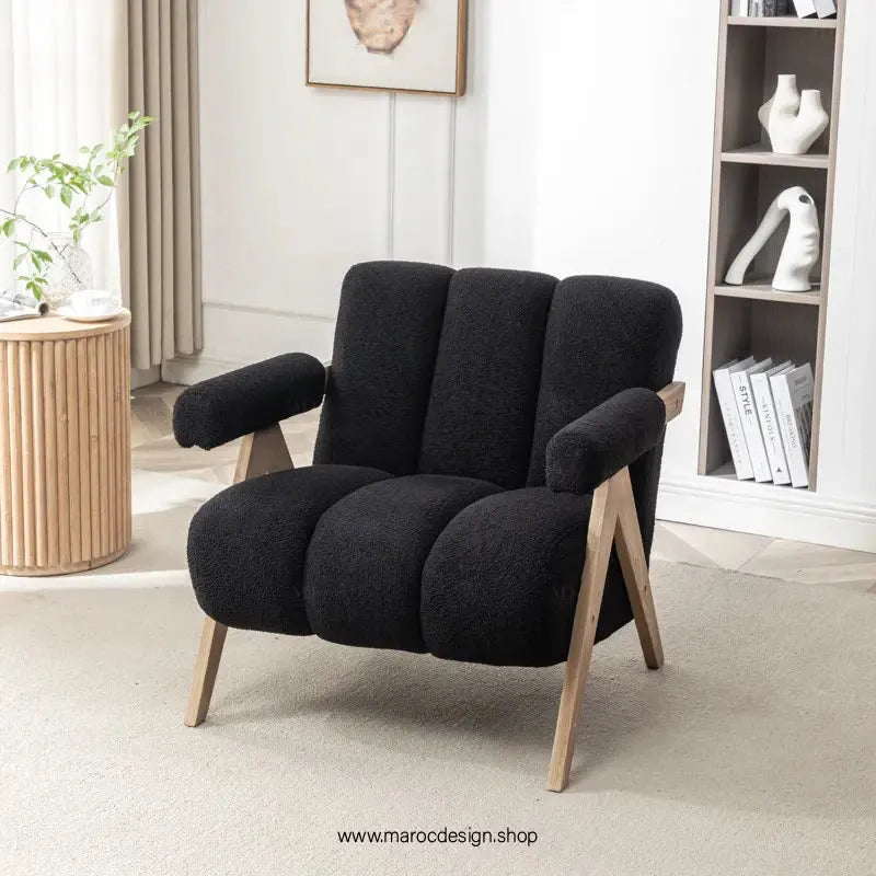 KIEVE, Chaise et Fauteuil Moderne en Noir-Canapé, Fauteil, Chaise, Pouf, Meridienne, Modilable,-Maroc Design-Velours-Maroc Design