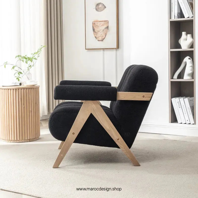 KIEVE, Chaise et Fauteuil Moderne en Noir-Canapé, Fauteil, Chaise, Pouf, Meridienne, Modilable,-Maroc Design-Velours-Maroc Design