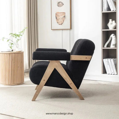 KIEVE, Chaise et Fauteuil Moderne en Noir-Canapé, Fauteil, Chaise, Pouf, Meridienne, Modilable,-Maroc Design-Velours-Maroc Design