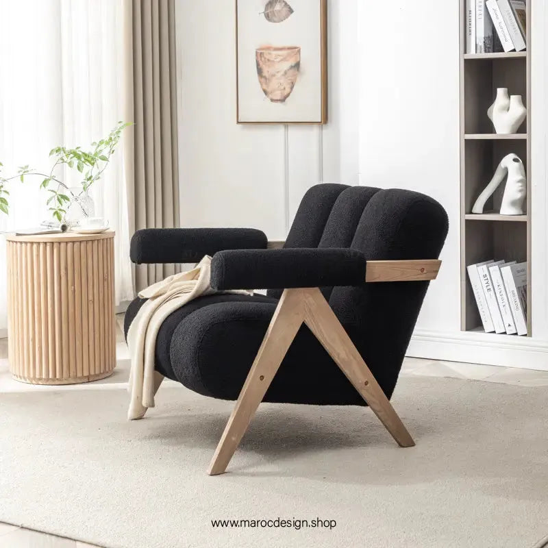 KIEVE, Chaise et Fauteuil Moderne en Noir-Canapé, Fauteil, Chaise, Pouf, Meridienne, Modilable,-Maroc Design-Velours-Maroc Design