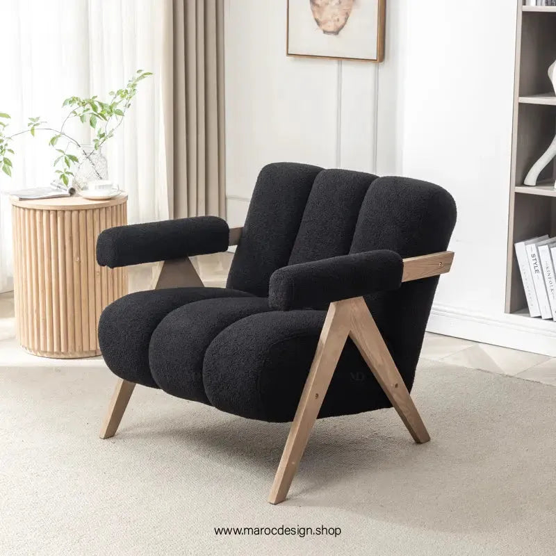 KIEVE, Chaise et Fauteuil Moderne en Noir-Canapé, Fauteil, Chaise, Pouf, Meridienne, Modilable,-Maroc Design-Velours-Maroc Design