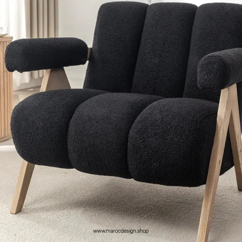 KIEVE, Chaise et Fauteuil Moderne en Noir-Canapé, Fauteil, Chaise, Pouf, Meridienne, Modilable,-Maroc Design-Velours-Maroc Design