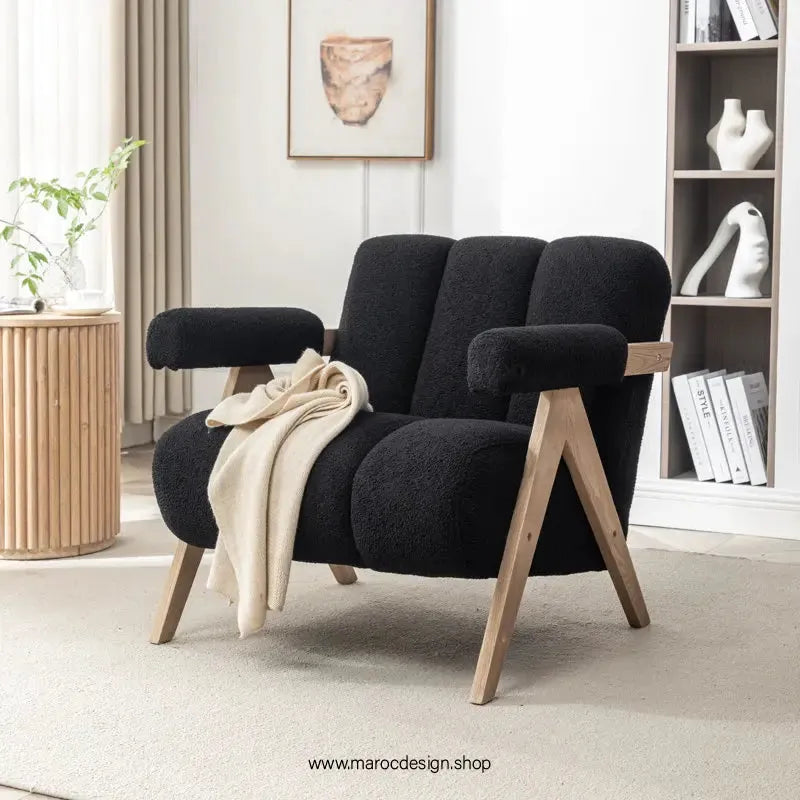 KIEVE, Chaise et Fauteuil Moderne en Noir-Canapé, Fauteil, Chaise, Pouf, Meridienne, Modilable,-Maroc Design-Velours-Maroc Design