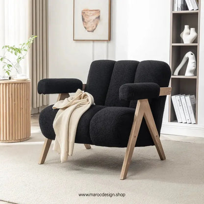 KIEVE, Chaise et Fauteuil Moderne en Noir-Canapé, Fauteil, Chaise, Pouf, Meridienne, Modilable,-Maroc Design-Velours-Maroc Design