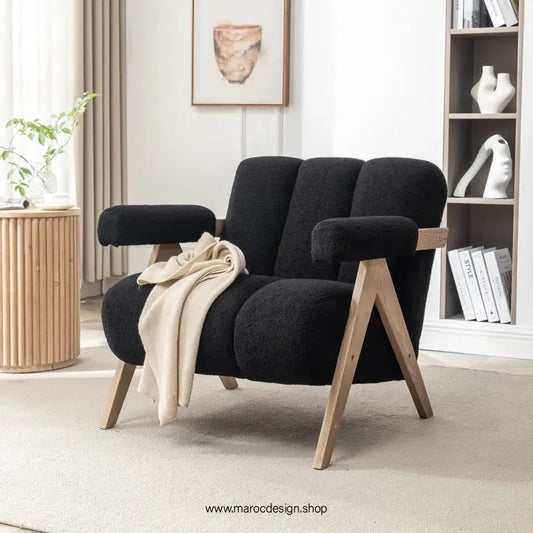 KIEVE, Chaise et Fauteuil Moderne en Noir-Canapé, Fauteil, Chaise, Pouf, Meridienne, Modilable,-Maroc Design-Velours-Maroc Design