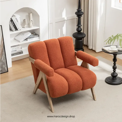 KIEVE, Chaise et Fauteuil Moderne en Orange-Canapé, Fauteil, Chaise, Pouf, Meridienne, Modilable,-Maroc Design-Velours-Maroc Design