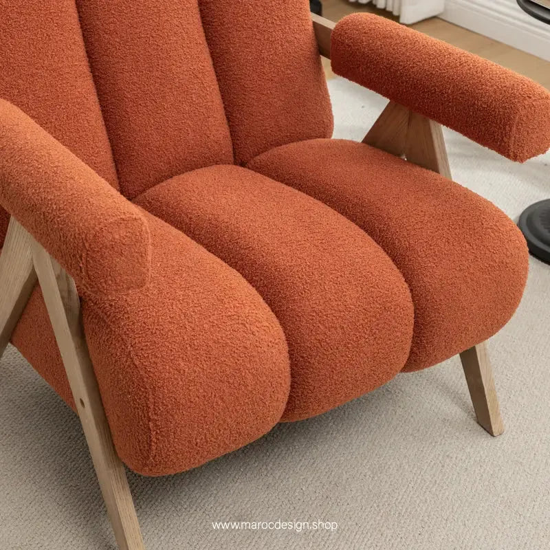 KIEVE, Chaise et Fauteuil Moderne en Orange-Canapé, Fauteil, Chaise, Pouf, Meridienne, Modilable,-Maroc Design-Velours-Maroc Design