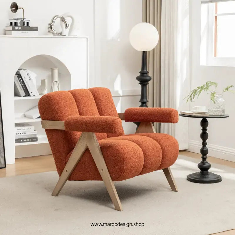 KIEVE, Chaise et Fauteuil Moderne en Orange-Canapé, Fauteil, Chaise, Pouf, Meridienne, Modilable,-Maroc Design-Velours-Maroc Design