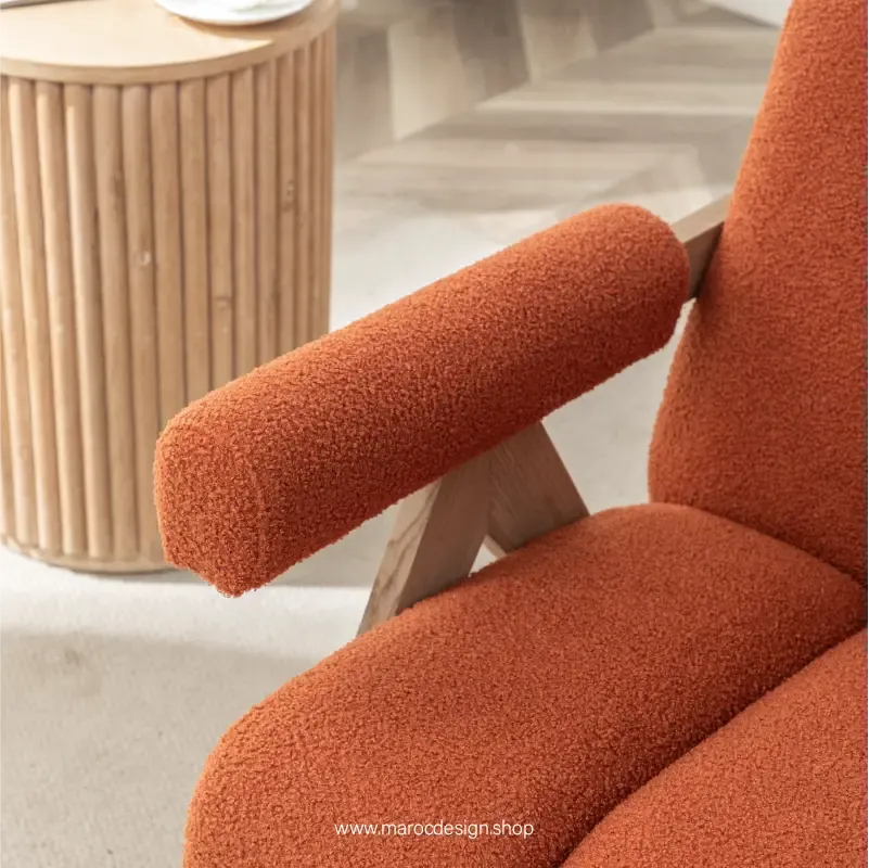 KIEVE, Chaise et Fauteuil Moderne en Orange-Canapé, Fauteil, Chaise, Pouf, Meridienne, Modilable,-Maroc Design-Velours-Maroc Design