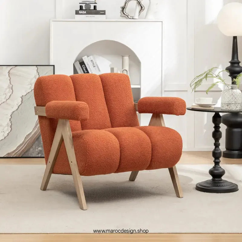 KIEVE, Chaise et Fauteuil Moderne en Orange-Canapé, Fauteil, Chaise, Pouf, Meridienne, Modilable,-Maroc Design-Velours-Maroc Design