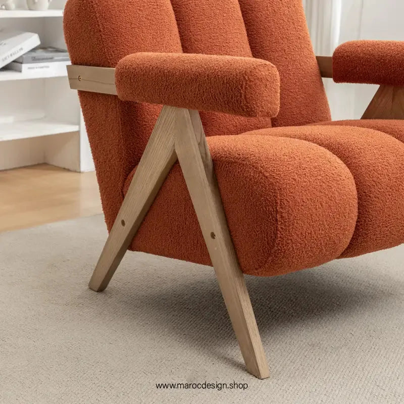 KIEVE, Chaise et Fauteuil Moderne en Orange-Canapé, Fauteil, Chaise, Pouf, Meridienne, Modilable,-Maroc Design-Velours-Maroc Design