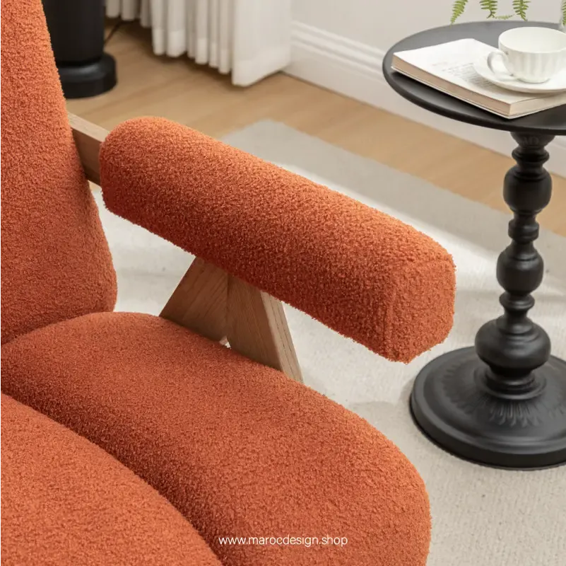KIEVE, Chaise et Fauteuil Moderne en Orange-Canapé, Fauteil, Chaise, Pouf, Meridienne, Modilable,-Maroc Design-Velours-Maroc Design