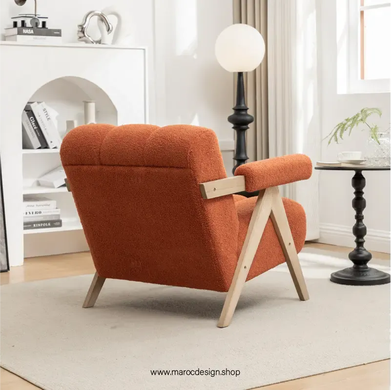 KIEVE, Chaise et Fauteuil Moderne en Orange-Canapé, Fauteil, Chaise, Pouf, Meridienne, Modilable,-Maroc Design-Velours-Maroc Design