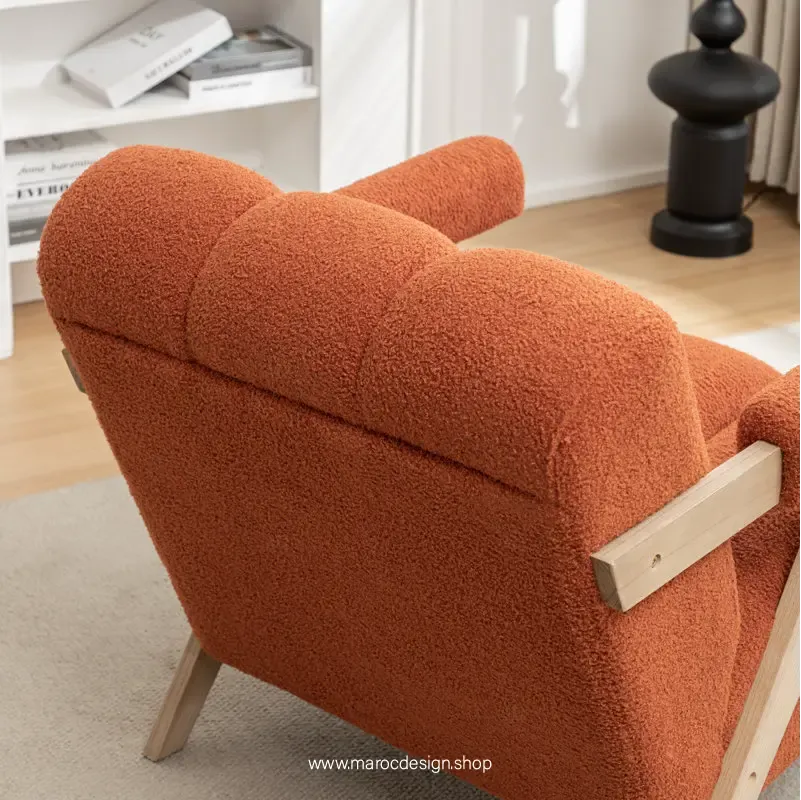 KIEVE, Chaise et Fauteuil Moderne en Orange-Canapé, Fauteil, Chaise, Pouf, Meridienne, Modilable,-Maroc Design-Velours-Maroc Design