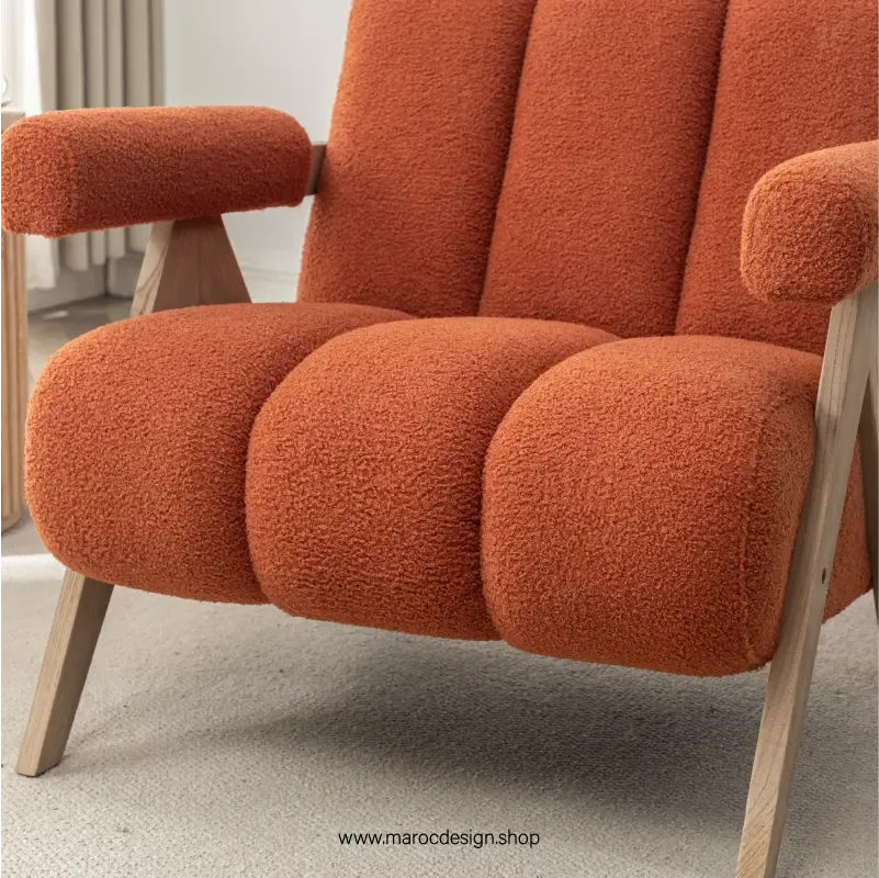 KIEVE, Chaise et Fauteuil Moderne en Orange-Canapé, Fauteil, Chaise, Pouf, Meridienne, Modilable,-Maroc Design-Velours-Maroc Design