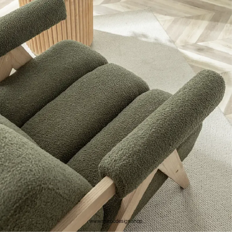 KIEVE, Chaise et Fauteuil Moderne en Vert-Canapé, Fauteil, Chaise, Pouf, Meridienne, Modilable,-Maroc Design-Velours-Maroc Design