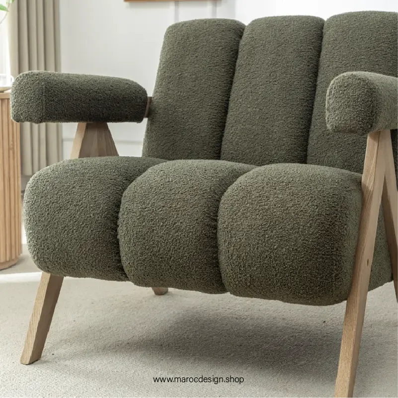 KIEVE, Chaise et Fauteuil Moderne en Vert-Canapé, Fauteil, Chaise, Pouf, Meridienne, Modilable,-Maroc Design-Velours-Maroc Design