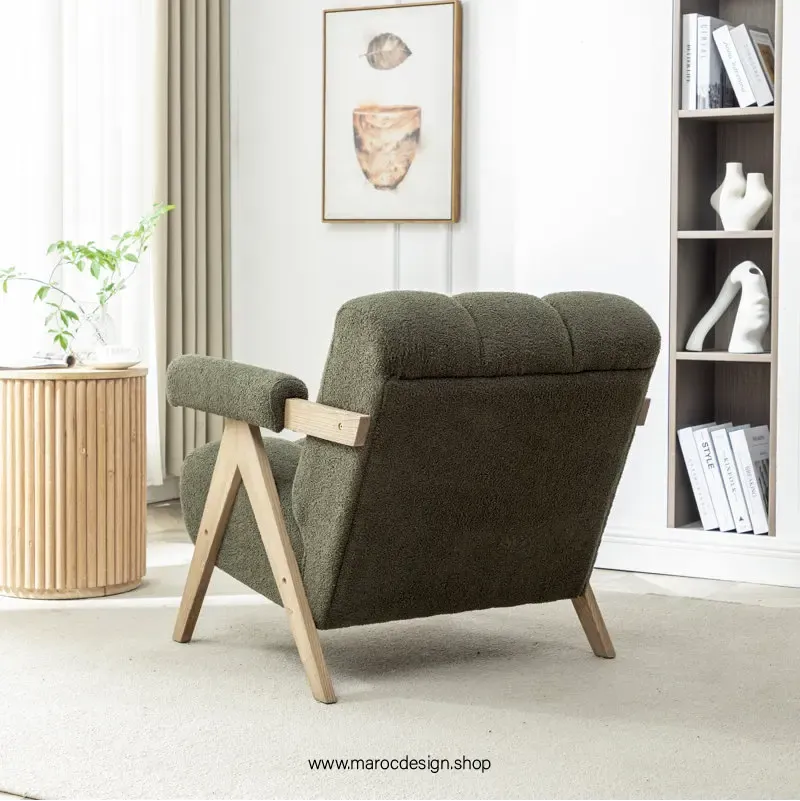 KIEVE, Chaise et Fauteuil Moderne en Vert-Canapé, Fauteil, Chaise, Pouf, Meridienne, Modilable,-Maroc Design-Velours-Maroc Design
