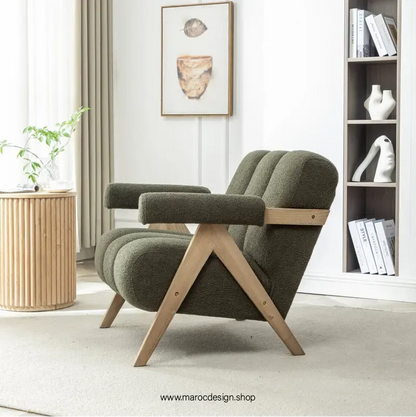 KIEVE, Chaise et Fauteuil Moderne en Vert-Canapé, Fauteil, Chaise, Pouf, Meridienne, Modilable,-Maroc Design-Velours-Maroc Design