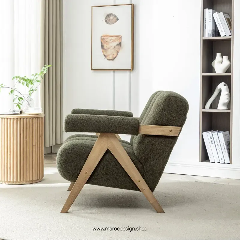 KIEVE, Chaise et Fauteuil Moderne en Vert-Canapé, Fauteil, Chaise, Pouf, Meridienne, Modilable,-Maroc Design-Velours-Maroc Design