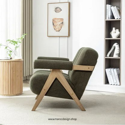 KIEVE, Chaise et Fauteuil Moderne en Vert-Canapé, Fauteil, Chaise, Pouf, Meridienne, Modilable,-Maroc Design-Velours-Maroc Design