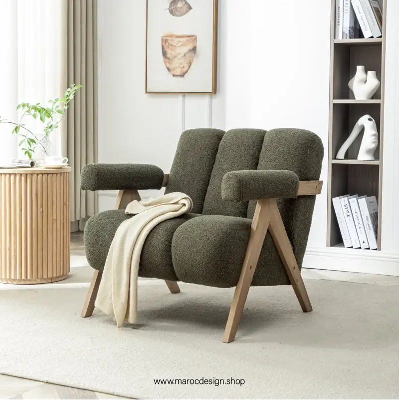 KIEVE, Chaise et Fauteuil Moderne en Vert-Canapé, Fauteil, Chaise, Pouf, Meridienne, Modilable,-Maroc Design-Velours-Maroc Design