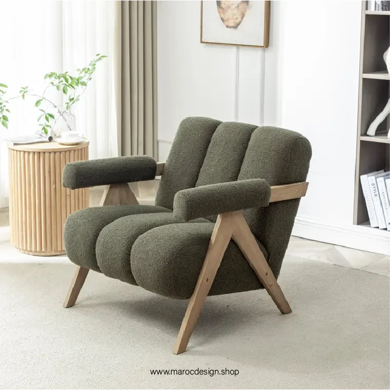 KIEVE, Chaise et Fauteuil Moderne en Vert-Canapé, Fauteil, Chaise, Pouf, Meridienne, Modilable,-Maroc Design-Velours-Maroc Design