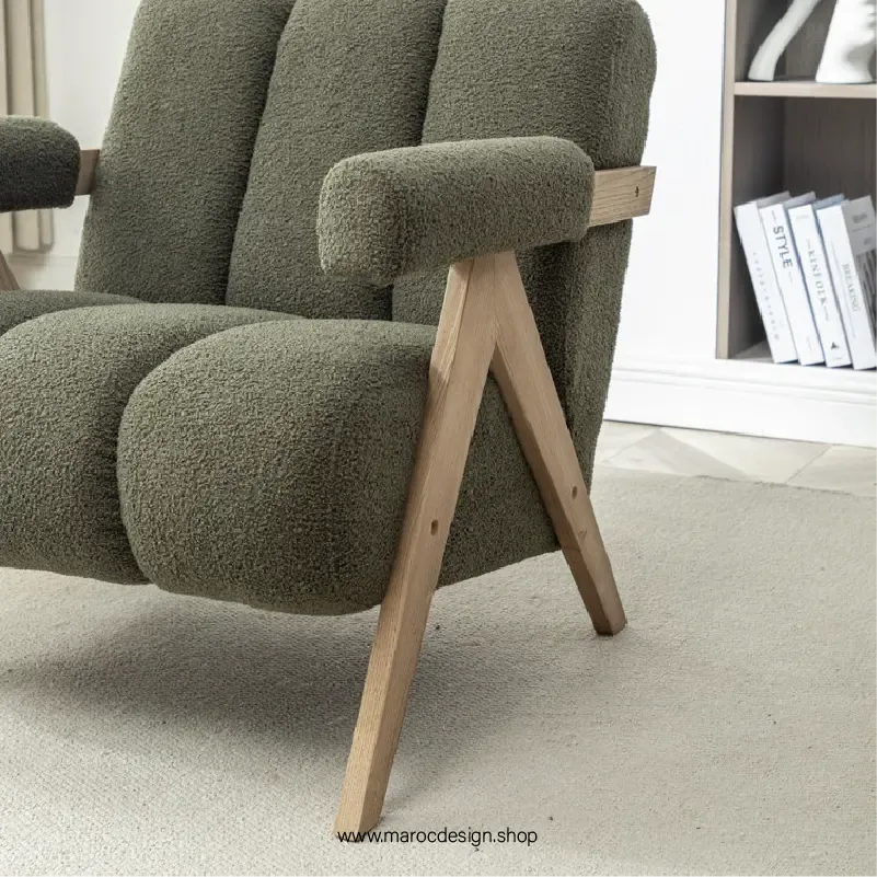 KIEVE, Chaise et Fauteuil Moderne en Vert-Canapé, Fauteil, Chaise, Pouf, Meridienne, Modilable,-Maroc Design-Velours-Maroc Design