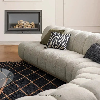 LEONY Un Canapé de 6 Modules qui Transforme votre intérieur By Maroc Design-Canapé, Fauteil, Chaise, Pouf, Meridienne, Modilable,-Maroc Design-Blanc-Velour-Maroc Design