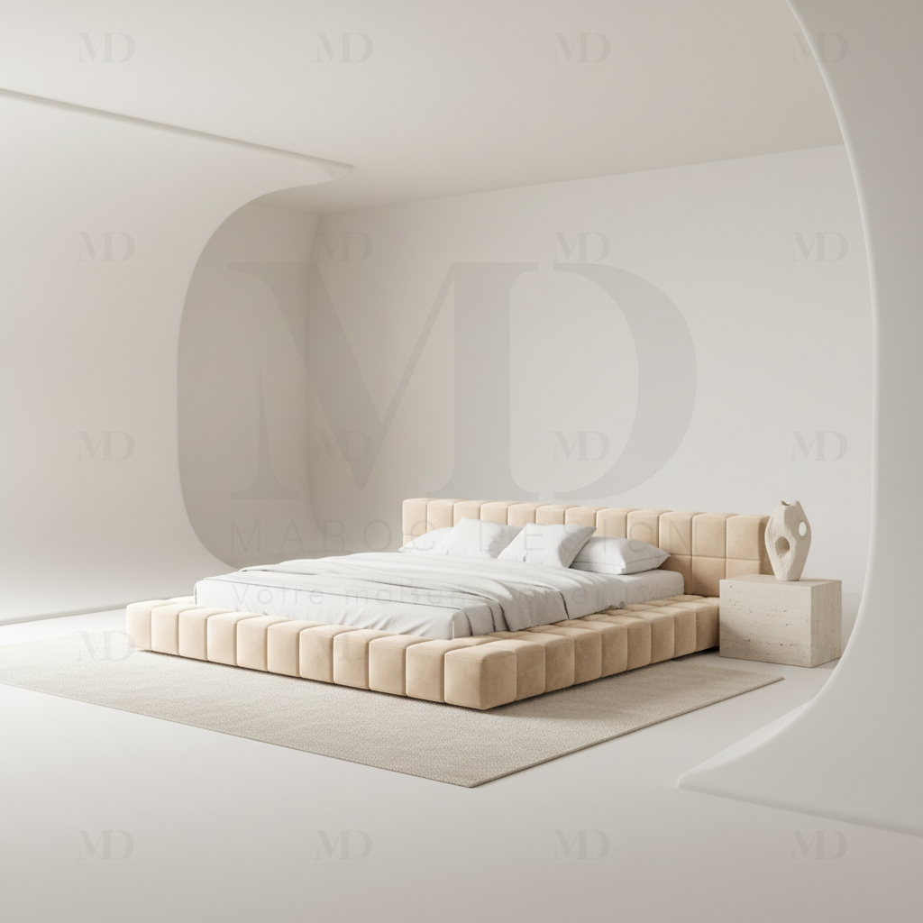 Lit Rembourré BRABUS avec Coffre de Rangement | Design Maroc