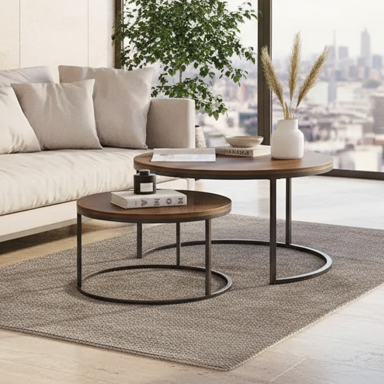 Tables gigognes LUXURIA, pieds métal vieilli – Maroc Design Casablanca