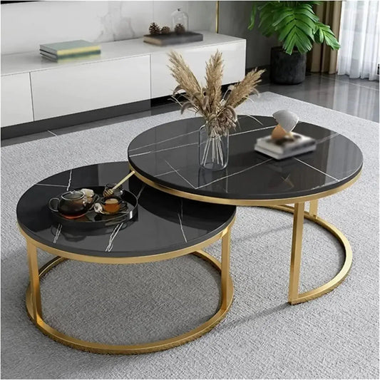 LUXURIA GOLD / Duo de Tablles Basses / Luxe et Élégance pour Votre Salon-Table Basse Salon Séjour, table de chevet, Tables de coin, table gigogne-Maroc Design-Noir-Maroc Design