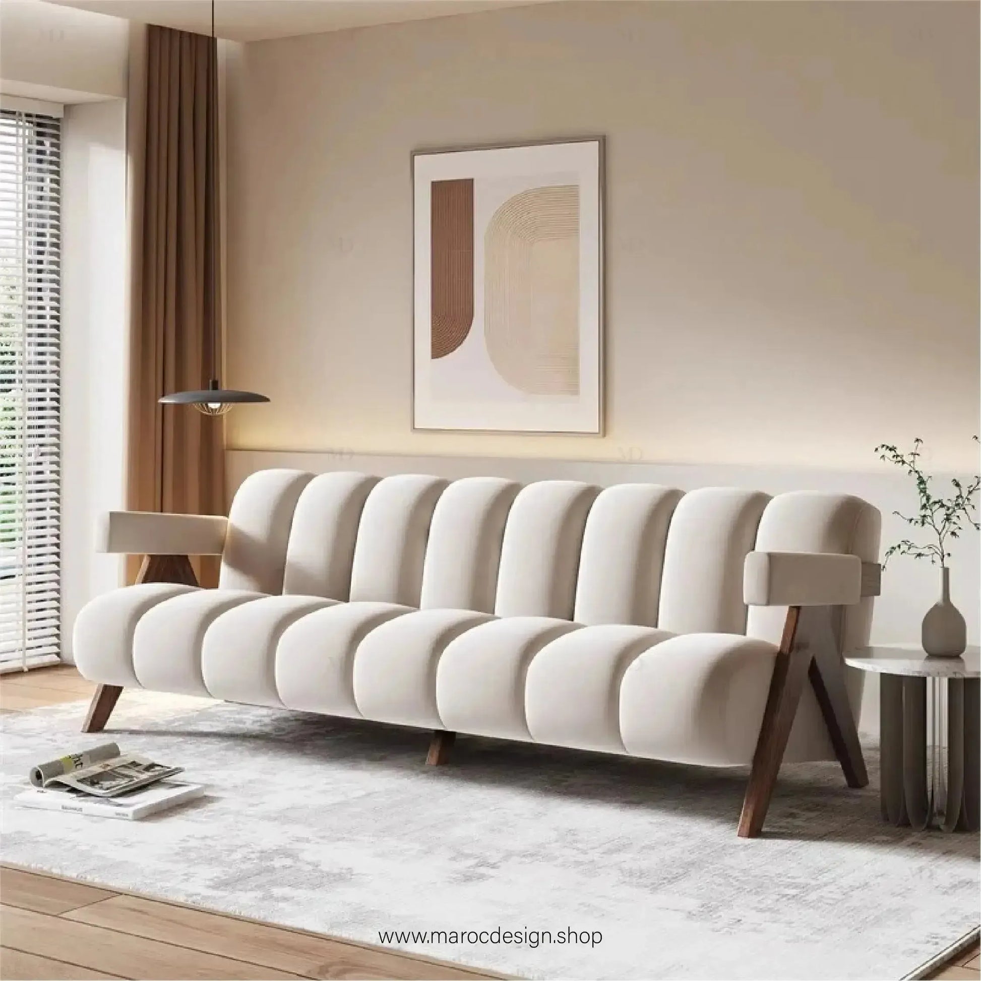 MAGISTIC - Fauteuil relaxant / Élégance et Détente par Maroc Design-canapé, fauteil, cahise-Maroc Design-Biege-Velour-1 Place-Maroc Design