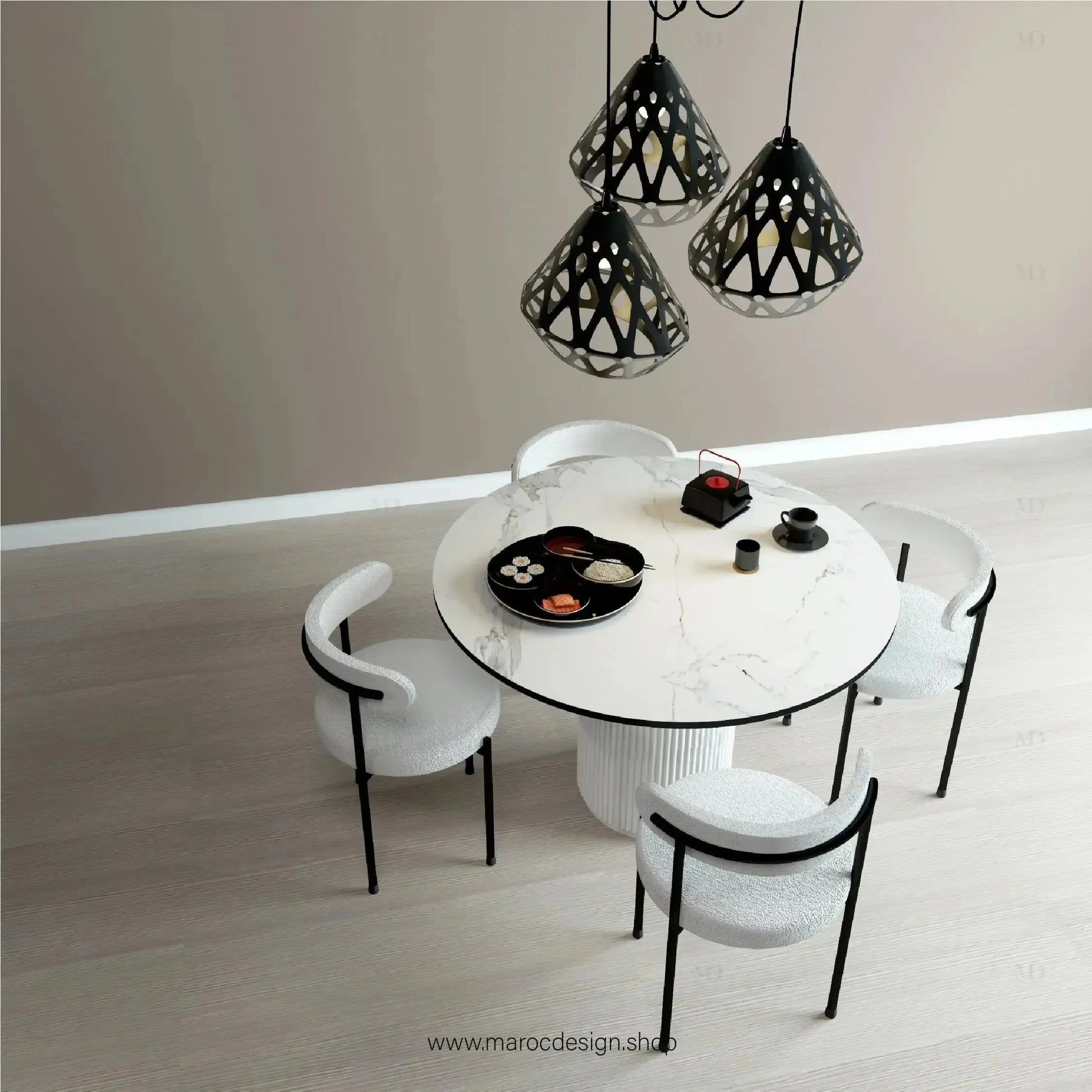 MARBELLA / Table à Manger / Élégance Intemporelle / Collection Pilar-Table à Manger-Maroc Design-80cm-Maroc Design