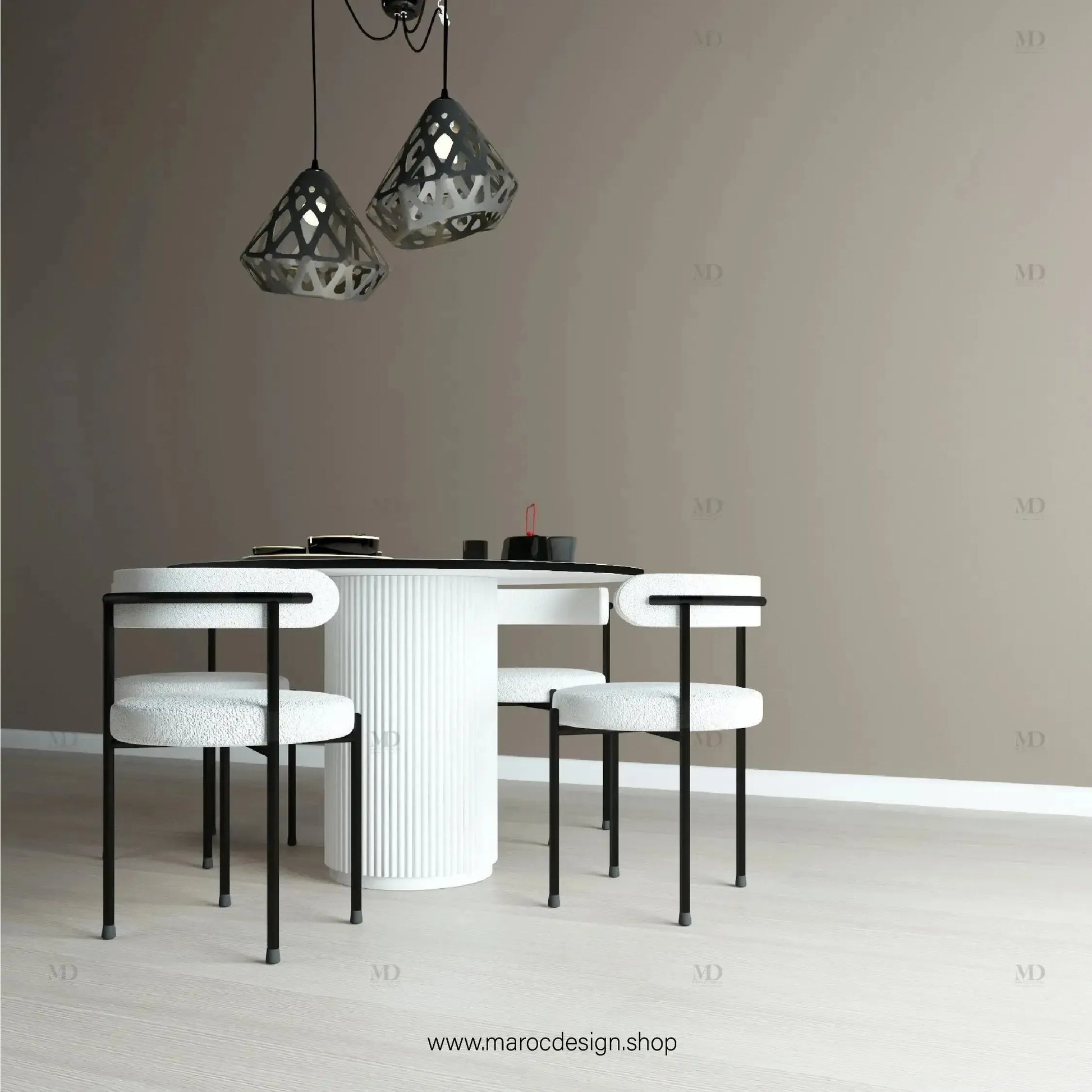 MARBELLA / Table à Manger / Élégance Intemporelle / Collection Pilar-Table à Manger-Maroc Design-80cm-Maroc Design