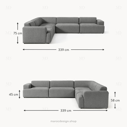 MELVANA -5- places XL / Gris Foncé - canapé d'angle, modulaire, Salon, Séjour