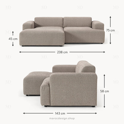 MELVANA -3- places XL / Grège - canapé d'angle, modulaire, Salon, Séjour