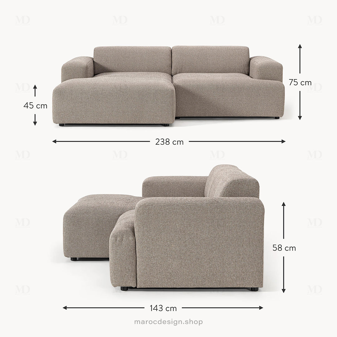 MELVANA -3- places XL / Grège - canapé d'angle, modulaire, Salon, Séjour