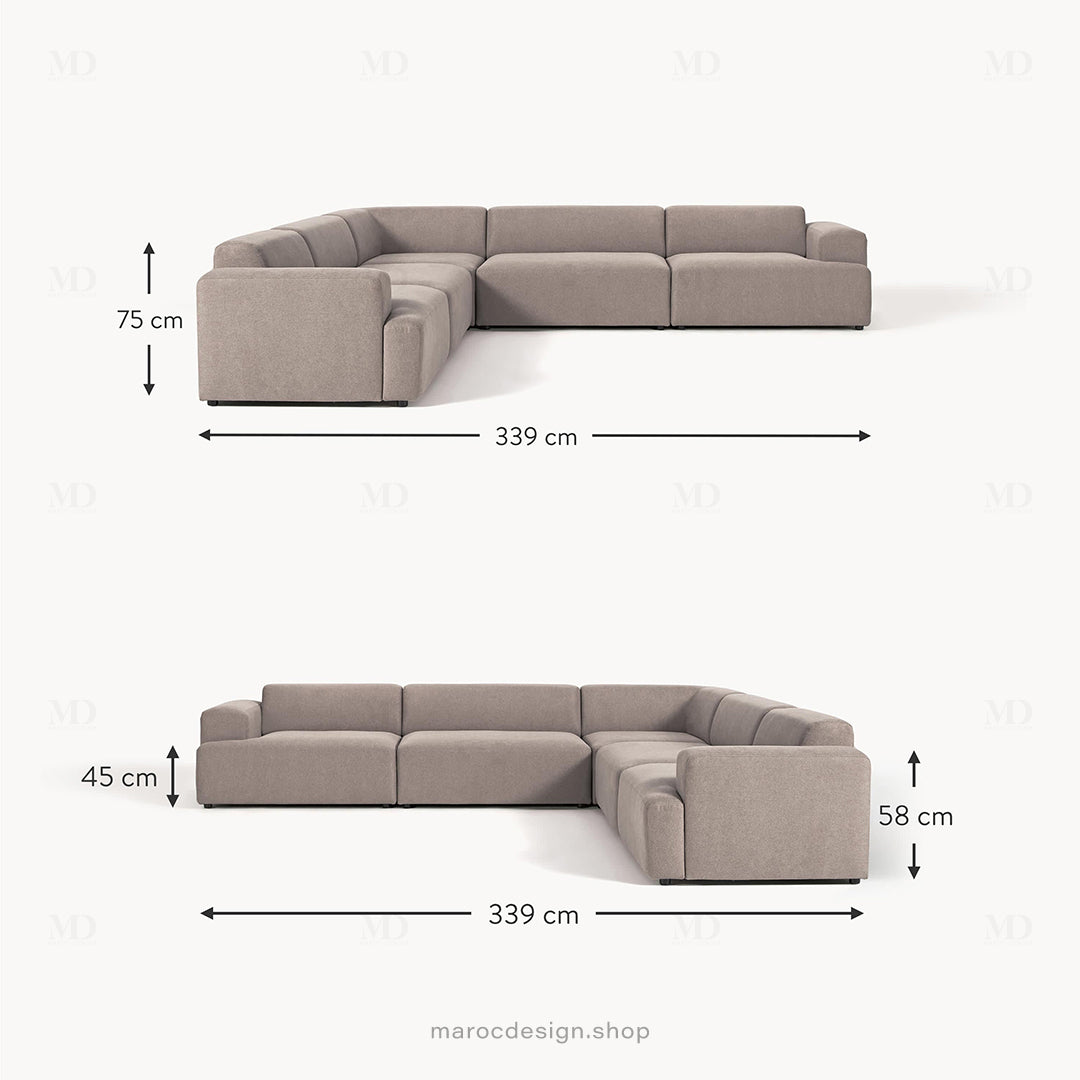 MELVANA -5- places XL / Taupe - canapé d'angle, modulaire, Salon, Séjour