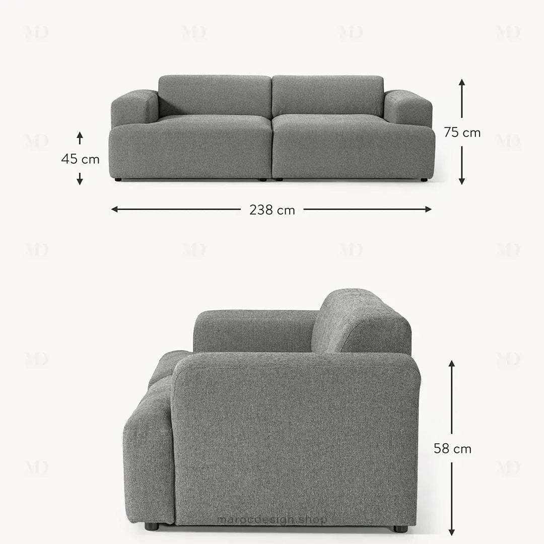 MELVANA 2 Places Large – Gris Foncé | Maroc Design-canapé, fauteil, Pouf, Meridienne-Maroc Design-Maroc Design